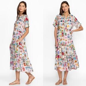 Johnny Was Sekai Mary silk maxi dress Sz Large Bohemian Chic Artsy Feminine